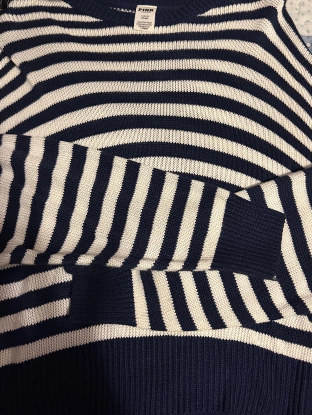 Victoria'Small Secret PINK Striped Crewneck Sweater Size Small